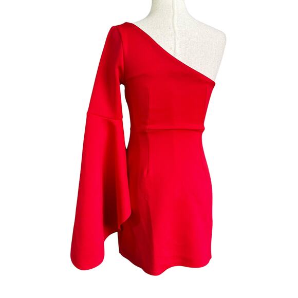 Asos Red One Shoulder Mini Dress Women's Size 0 | 23-27-2 - Picture 2 of 6